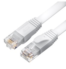 GCR Патч-корд PROF плоский прямой 20.0m, UTP медь кат.6, белый, 30 AWG, ethernet high speed 10 Гбит/с, RJ45, T568B