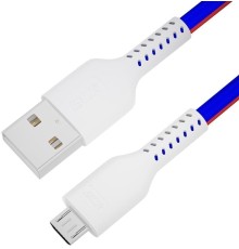 GCR QC Кабель 0.5m MicroUSB, быстрая зарядка, ТРИКОЛОР Россия, белый ПВХ, 28/24 AWG, GCR-54972