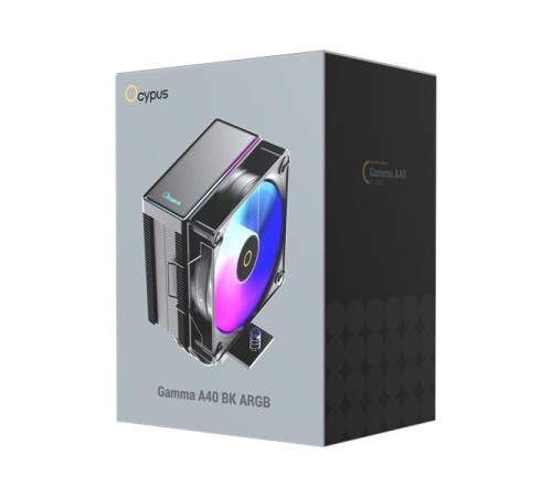 Кулер для процессора Ocypus Gamma A40 BK ARGB, 100mm ARGB FAN, Top ARGB Panel, 4 HEAT PIPES, 4-PIN PWM, 600-2400 RPM, 29DBA, HYDRO BEARING, LGA115X/1200/1700/18XX, AM4/AM5