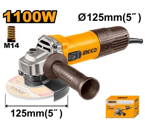 Угловая шлифовальная машина 1100 Вт, 125 мм, INGCO AG110028 Угловая шлифовальная машина 1100 Вт, 125 мм, INGCO AG110028