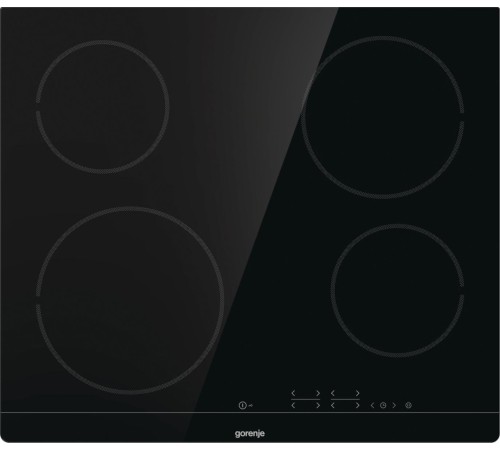 Встраиваемая варочная панель GORENJE/ Стеклокерамическая варочная панель, Цвет: Черный,Без рамки, Сенсорное управление, Таймер, Защитная блокировка от детей, Габаритные размеры (вхшхг): 5,4 × 59,5 × 52 см, Вес (брутто/нетто): 8,2 / 7,7 кг