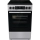 Плита Gorenje/ Плита Gorenje, полезный объем 70 л, эргономичные переключатели, сенсорный программатор IconLED, эмаль SilverMatte, очистка паром, индикатор остаточного тепла для каждой конфорки, телескопические направляющие, дверца CompactDoor 2 стекла + 1