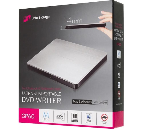 Оптический привод/ LG DVD-RW ext. Silver Slim Ret. USB2.0 (3.0 compatible) Оптический привод/ LG DVD-RW ext. Silver Slim Ret. USB2.0 (3.0 compatible)