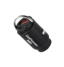 Сетевое З/У/ Автомобильное З/У GoPower GPQC12 1USB+1Type-C 22.5W Mini черный (1/100)
