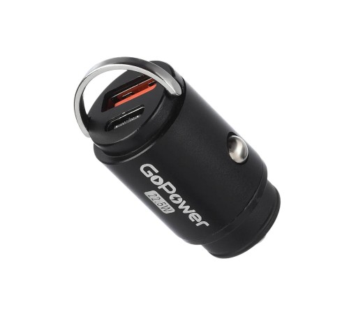 Сетевое З/У/ Автомобильное З/У GoPower GPQC12 1USB+1Type-C 22.5W Mini черный (1/100) Сетевое З/У/ Автомобильное З/У GoPower GPQC12 1USB+1Type-C 22.5W Mini черный (1/100)