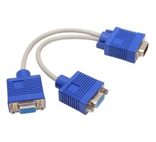 Кабель-разветвитель/ Кабель-разветвитель VGA 1=>2 (1x15M/2 x15F),VCOM, 0.2метра <VVG6530-0.2M>