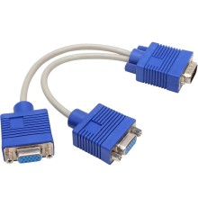 Кабель-разветвитель/ Кабель-разветвитель VGA 1=>2 (1x15M/2 x15F),VCOM, 0.2метра <VVG6530-0.2M>