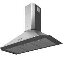 Вытяжка Korting/ Кухонная вытяжка, Настенная вытяжка, Ширина 90 см, Мощность: 850 м3/ч,  3 режима,  Механическое кнопочное управление, Алюминиевые жировые фильтры, 2 LED лампы освещения, цвет -нержавеющая сталь, профиль рамок и кнопки - хром