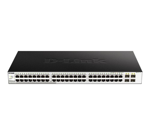 Коммутатор/ DGS-1210-52/ME/B Managed L2 Metro Ethernet Switch 48x1000Base-T, 4x1000Base-X SFP, Surge 6KV, CLI, RJ45 Console, RPS, Dying Gasp