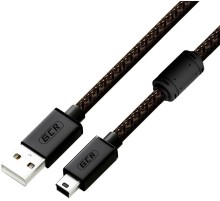 GCR Кабель PROF 3.0m USB 2.0, AM/mini 5P, черно-прозрачный, ферритовое кольцо, 28/24 AWG, экран, армированный, морозостойкий, GCR-51199