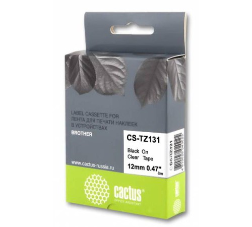-/ Картридж ленточный Cactus CS-TZ131 TZe-131 черный для Brother 1010/1280/1830VP/7600VP