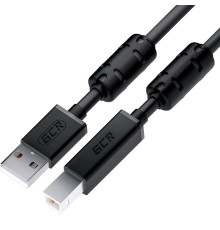 GCR Кабель PROF 2.0m USB 2.0, AM/BM, черный, ферритовые кольца, 28/24 AWG, экран, армированный, морозостойкий, GCR-52423