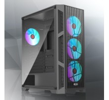 Корпус без блока питания/ Case Raijintek ARCADIA III-MS4, Midi-Tower, TG, 4x120mm ARGB, 1xUSB-A 3.0 + 2xUSB 2.0, ATX, mATX, mITX Black