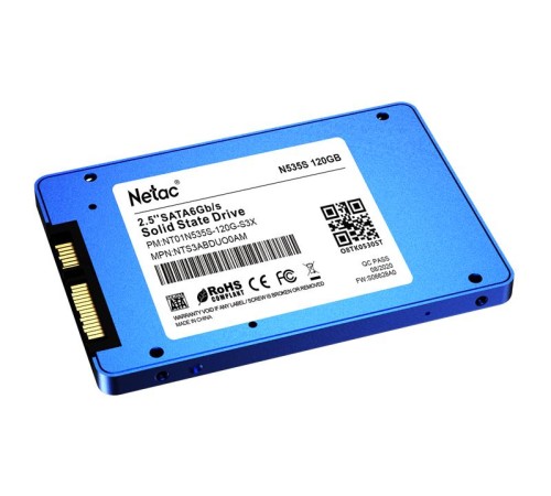 SSD накопитель Netac SSD N535S 120GB 2.5 SATAIII 3D NAND, 7mm, R/W up to 510/440MB/s, TBW 70TB, 5y wty