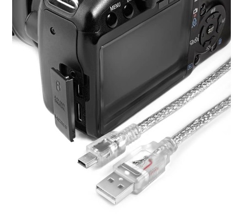 GCR Кабель 0.15m USB 2.0, AM/mini 5P, прозрачный, 28/28 AWG, экран, армированный, морозостойкий, GCR-UM1M5P-BB2S-0.15m
