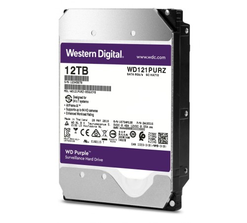 Жесткий диск/ HDD WD SATA3 12Tb Purple DV&NVR 7200 256Mb 1 year warranty