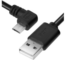Greenconnect Кабель 0.75m USB 2.0, AM/microB 5pin угловой, черный, 28/28 AWG, экран, армированный, морозостойкий, GCR-UA8AMCB6-BB2S-0.75m