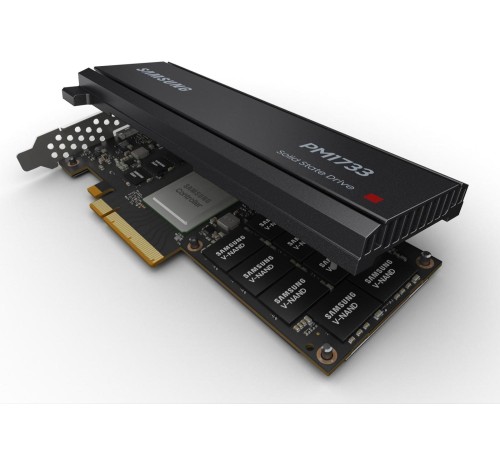 Твердотельный накопитель/ Samsung SSD PM1733, 7680GB, U.2(2.5" 15mm), NVMe, PCIe 4.0 x4/dual port x2, V-NAND, R/W 7000/3800MB/s, IOPs 1 450 000/135 000, TBW 14016, DWPD 1 (12 мес.) updated controller Твердотельный накопитель/ Samsung SSD PM1733, 7680GB, U.2(2.5" 15mm), NVMe, PCIe 4.0 x4/dual port x2, V-NAND, R/W 7000/3800MB/s, IOPs 1 450 000/135 000, TBW 14016, DWPD 1 (12 мес.) updated controller