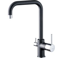 Смеситель RIVELATO Rivelato Смеситель для кухни Tovel Г-обр. с краном питьевой воды D-35мм, монтаж: вертикально на раковину, материал: латунь, цвет: антрацит хром