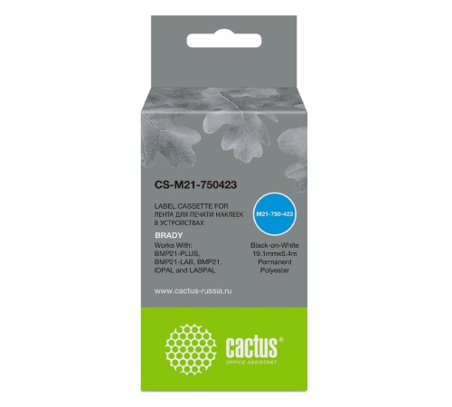 -/ Картридж ленточный Cactus CS-M21-750423 черный для Brady BMP21-PLUS, BMP21-LAB