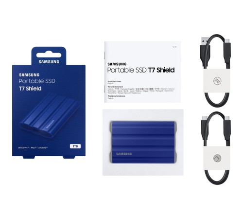 Внешние HDD и SSD/ Samsung External SSD T7 Shield, 1TB, Type C-to-C/A, USB 3.2 Gen2, R/W 1050/1000MB/s, IP65, 88x59x13mm, 98g, Blue (12 мес.) Внешние HDD и SSD/ Samsung External SSD T7 Shield, 1TB, Type C-to-C/A, USB 3.2 Gen2, R/W 1050/1000MB/s, IP65, 88x59x13mm, 98g, Blue (12 мес.)