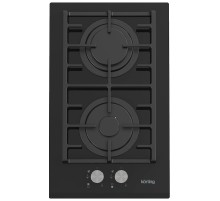 Встраиваемая варочная панель Korting/ Газовая варочная панель из закаленного стекла, ширина 30 см,  2 высокоэффективные конфорки, автоматический электроподжиг, газ-контроль каждой конфорки, передние металлические переключатели,  чугунная решетка для посуд
