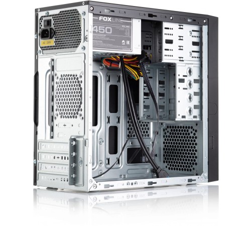 Корпус с блоком питания 450Вт./ Case Foxline FL-733R, mATX, 2x5.25EXT, 2x3.5EXT, 5x3.5INT, 2xUSB3.0, 2xUSB2.0, HDA, w/o FAN, w/450W ATX PSU, w/1.2m EU pwr cord