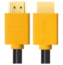 GCR Кабель 1.0m HDMI версия 1.4, черный, желтые коннекторы, OD7.3mm, 30/30 AWG, позолоченные контакты, Ethernet 10.2 Гбит/с, 3D, 4K GCR-HM440-1.0m, экран