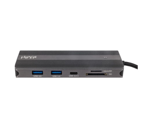 Док-станция/ Docking station HIPER USB-C HUB 11in1 (1*USB-C 100W PD, 2*HDMI 4K@60Hz, 1*DP 4K@60Hz, 2*USB-A 3.0 (5Gbps data), 1*USB-C 3.0 (5Gbps data), 1*microSD, 1*SD, 1*3.5mm audio, 1*RJ45 Gb) Док-станция/ Docking station HIPER USB-C HUB 11in1 (1*USB-C 100W PD, 2*HDMI 4K@60Hz, 1*DP 4K@60Hz, 2*USB-A 3.0 (5Gbps data), 1*USB-C 3.0 (5Gbps data), 1*microSD, 1*SD, 1*3.5mm audio, 1*RJ45 Gb)