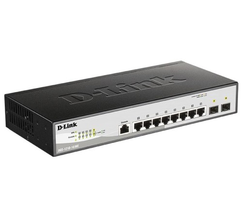 Коммутатор D-Link Управляемый L2 коммутатор, 8x1000Base-T, 2x1000Base-X SFP, защита от статического электричества до 6 кВ, CLI, консольный порт RJ-45, RPS, поддержка Dying Gasp