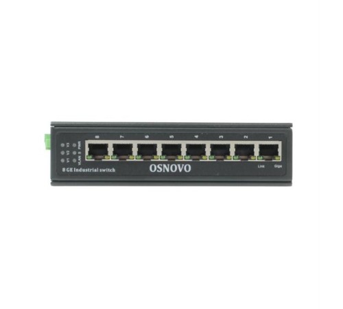 Коммутатор/ OSNOVO SW-70800-I Промышленный коммутатор Gb Ethernet на 8 портов, 8*10/100/1000Base-T, встроенная грозозащита 6кВ, БП в комплект НЕ входит, монтаж на DIN-рейку (крепление в комплекте)