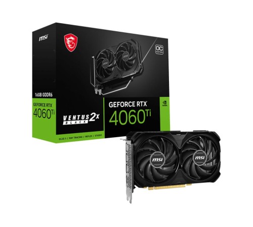 Видеокарта/ VGA MSI NVIDIA GeForce RTX 4060 Ti VENTUS 2X BLACK 16G 16GB, GDDR6/128-bit, PCIe 4.0, 1xHDMI 2.1, 3xDP, 2.1-slot Видеокарта/ VGA MSI NVIDIA GeForce RTX 4060 Ti VENTUS 2X BLACK 16G 16GB, GDDR6/128-bit, PCIe 4.0, 1xHDMI 2.1, 3xDP, 2.1-slot