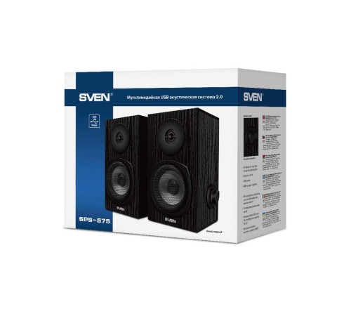 SVEN SPS-575, чёрный, акустическая система 2.0, USB, мощность 2x3 Вт(RMS) SVEN SPS-575, чёрный, акустическая система 2.0, USB, мощность 2x3 Вт(RMS)