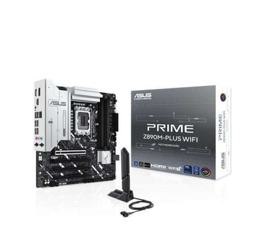 Материнская плата ASUS PRIME Z890M-PLUS WIFI, LGA1851, Z890, 4*DDR5, 6*SATA, 3*M.2, 5*USB 3.2, 4*USB 2.0, Type-C, 3*PCIx16, HDMI+DP, mATX; 90MB1J80-M0EAY0