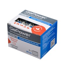 Батарейка AA/ Батарейка GoPower LR6 AA Shrink 4 Alkaline 1.5V (4/20/640) коробка (20 шт.)