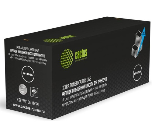Картридж лазерный Cactus CSP-W1106-MPSXL W1106A черный (10000стр.) для HP Laser 107a/107r/107w/135a MFP/135r MFP/135w MFP/137fnw MFP/137fwg MFP/MFP 135ag/135wg