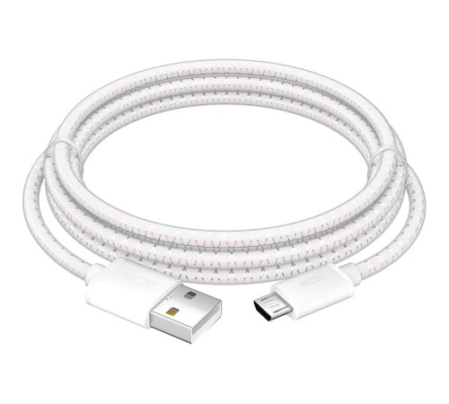 GCR Кабель 1.5m MicroUSB, бело-розовый, белые коннекторы, быстрая зарядка, 28/24 AWG, GCR-54451