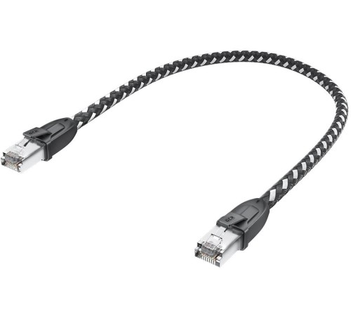 GCR Патч-корд PROF прямой 1.0m, UTP медь кат.6, STRONG черно-белый нейлон, ethernet high speed 10 Гбит/с, T568B, GCR-52776