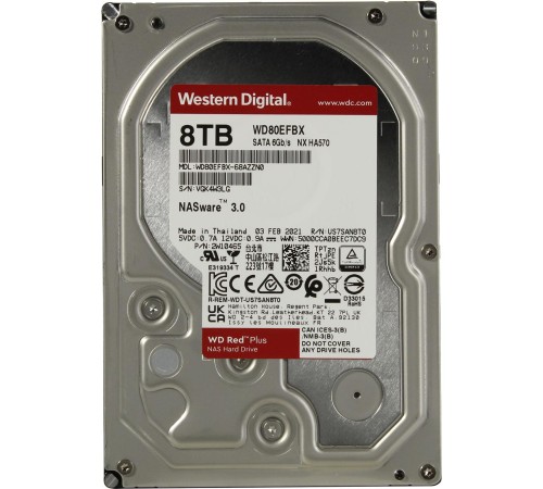 Жесткий диск/ HDD WD SATA3 8Tb 7200rpm Red Plus 256Mb 1 year warranty Жесткий диск/ HDD WD SATA3 8Tb 7200rpm Red Plus 256Mb 1 year warranty