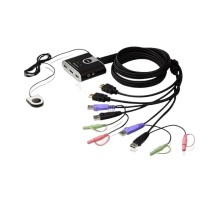 2-портовый KVM-переключатель со встроенными  KVM кабелями (1,2м), 1 user(HDMI(Female)+2xAudio(Female)+2xUSB(Тип А Female), KVM-порты:(HDMI(Male)+2xAudio(Male)+2xUSB(Тип A Male). Поддержка до (1920 x 1200) 1080p. Звук 2.1/ PETITE 2 PORT USB2.0 HDMI KVM SWI