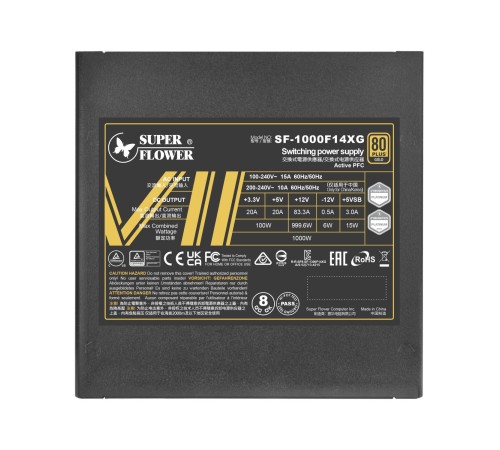 Блок питания 1000 Ватт/ Power Supply Super Flower Leadex VII, 1000W, ATX 3.0, 140mm, 12xSATA, 4xPCI-E(6+2), 1x12VHPWR, APFC, 80+ GOLD, Full Modular Блок питания 1000 Ватт/ Power Supply Super Flower Leadex VII, 1000W, ATX 3.0, 140mm, 12xSATA, 4xPCI-E(6+2), 1x12VHPWR, APFC, 80+ GOLD, Full Modular