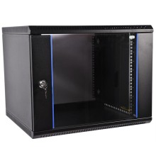 Шкаф ЦМО Шкаф телекоммуникационный настенный разборный ЭКОНОМ 6U (600х350) дверь стекло, цвет черный