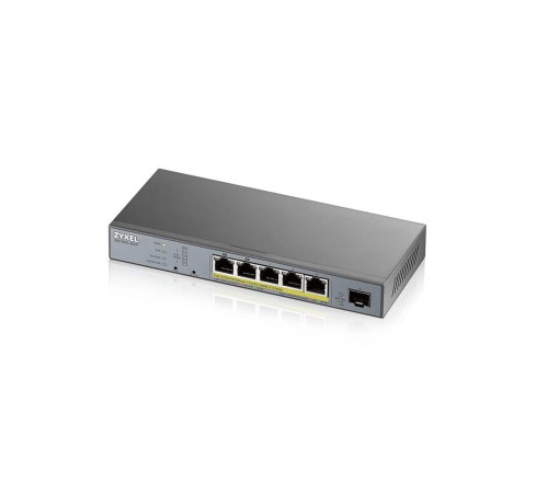 Коммутатор/ ZYXEL GS1350-6HP L2 PoE + switch for ZYXEL GS1350-6HP IP cameras, 4xGE PoE +, 1xGE PoE++ (802.3bt), 1xSFP, PoE budget 60 W, power transmission distance up to 250 m, auto-reloading of PoE ports, increased overvoltage and electrostatic protectio