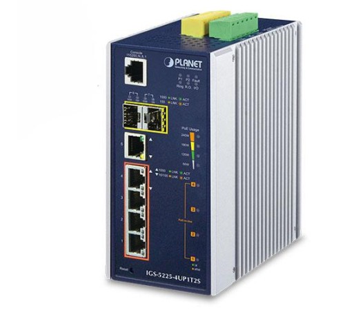 коммутатор/ PLANET IP30 Industrial L2+/L4 4-Port 60W 1000T Ultra PoE+ 1-Port 1000T + 2-port 100/1000X SFP Full Managed Switch (-40 to 75 C, dual redundant power input on 48~56VDC terminal block, DIDO, ERPS Ring Supported, 1588)