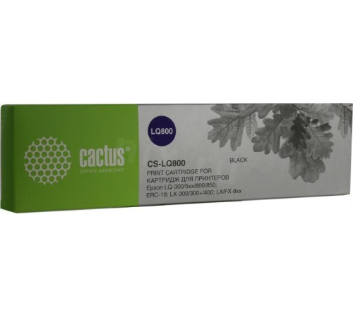 -/ Картридж матричный Cactus CS-LQ800 черный для Epson LQ-300/5xx/800/850/ERC-19/LX-300/300+/400/MX 80