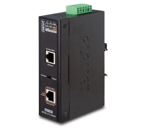 инжектор/ IP30, Industrial Single-Port 10/100/1000Mbps 802.3bt PoE++ Injector (95 Watts, PoH, Legacy mode support, PoE Usage LED, -40 to 75 C, 12V~48V DC power boost)