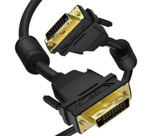 GCR Кабель PROF 1.0m DVI-D, черный, GOLD, ферритовые кольца, OD 8.5mm, 28 AWG, DVI/DVI, 25M/25M, двойной экран, GCR-54237 GCR Кабель PROF 1.0m DVI-D, черный, GOLD, ферритовые кольца, OD 8.5mm, 28 AWG, DVI/DVI, 25M/25M, двойной экран, GCR-54237