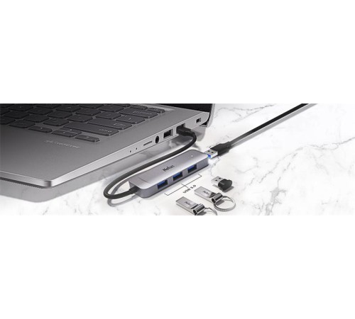 USB-концентратор Netac USB Hub WF11, USB-A to USB3.0*4 (repl. NT08WF11-30GR)