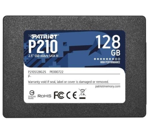 Твердотельный накопитель Patriot SSD P210 128GB SATA3 2.5" R450/W430 TBW 60TB 3D NAND