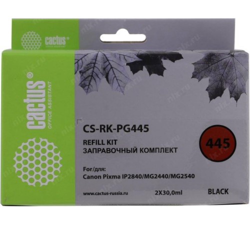 -/ Заправочный набор Cactus CS-RK-PG445 черный 2x30мл для Canon Pixma MG2440/MG2540